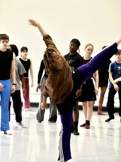A.I.M artist Gianna Theodore leads Mason School of Dance students in A.I.M Movement Workshop.